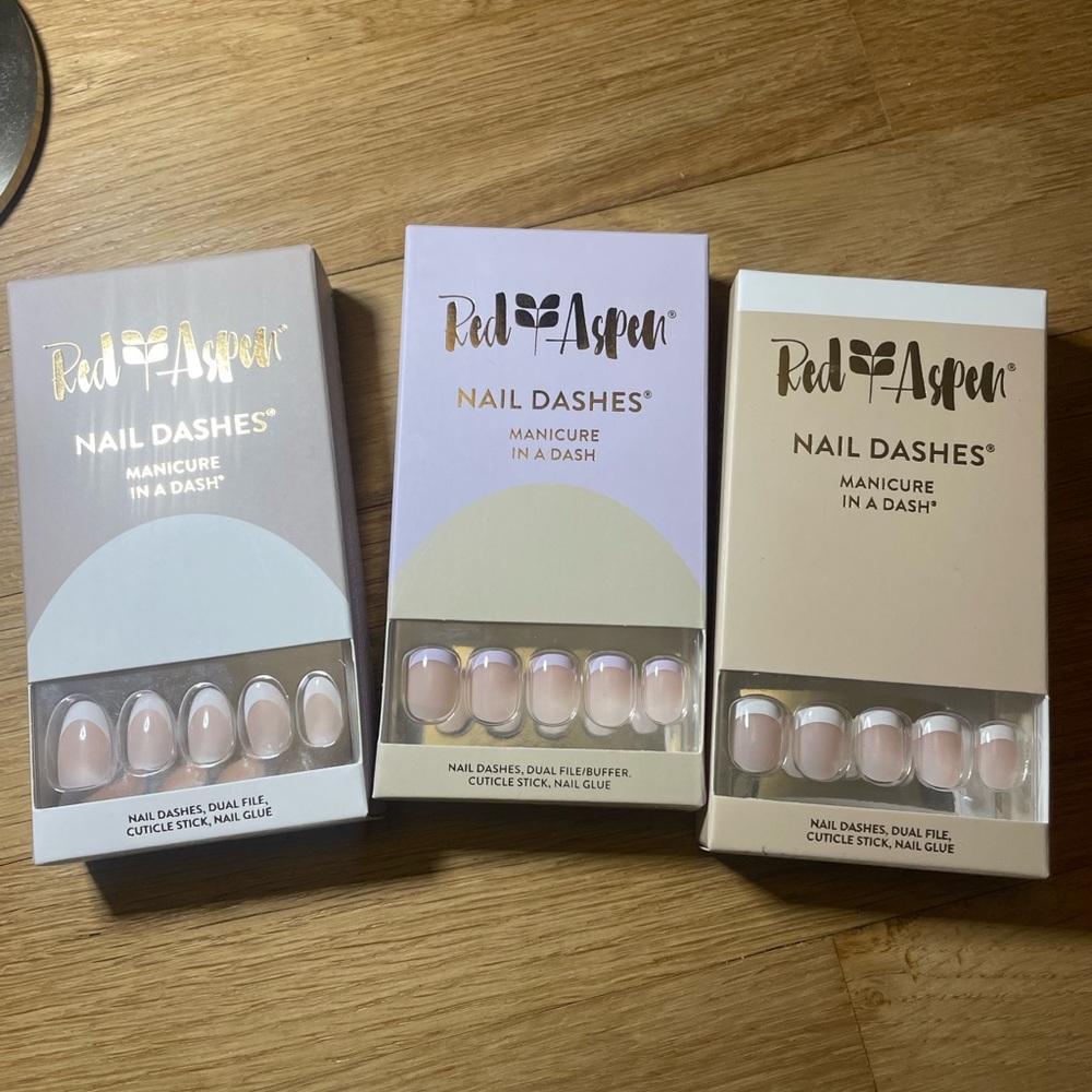 Red Aspen Press-On Nails - Elegant French Tip Collection
